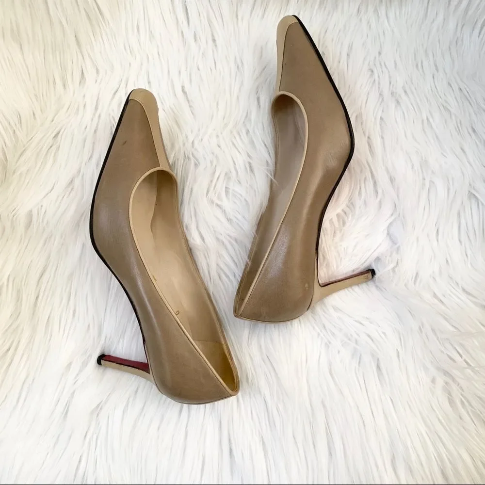 Cristian Louboutin two tones beige leather pumps 7